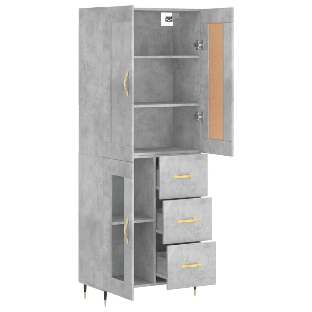 vidaXL Highboard Concrete Grey 69.5x34x180 cm Engineered Wood