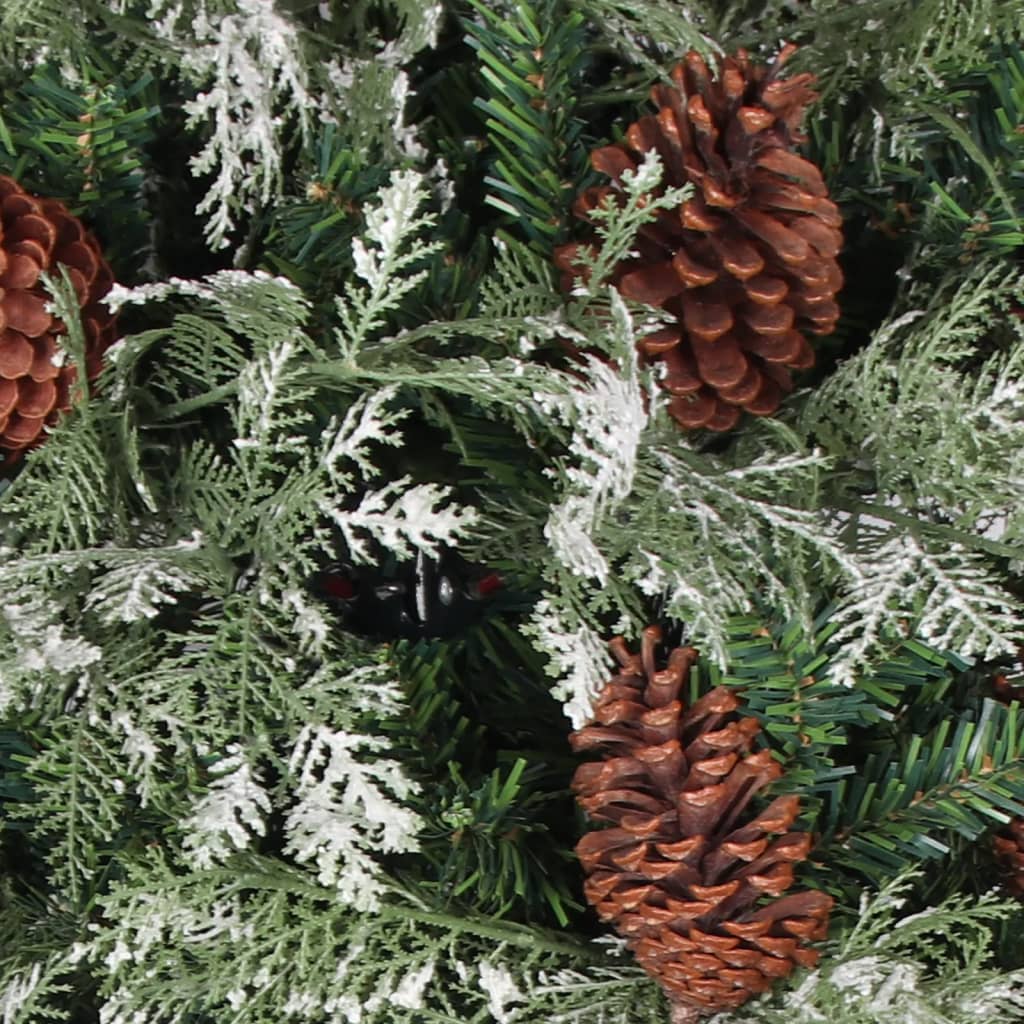 vidaXL Christmas Tree with Pine Cones Green and White 150 cm PVC&PE