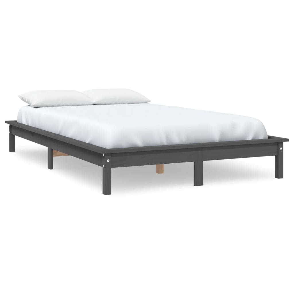 vidaXL Bed Frame without Mattress Grey 140x190 cm Solid Wood Pine