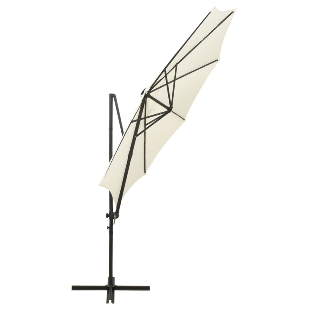 vidaXL Cantilever Garden Parasol with Pole and LED Lights Sand 300 cm