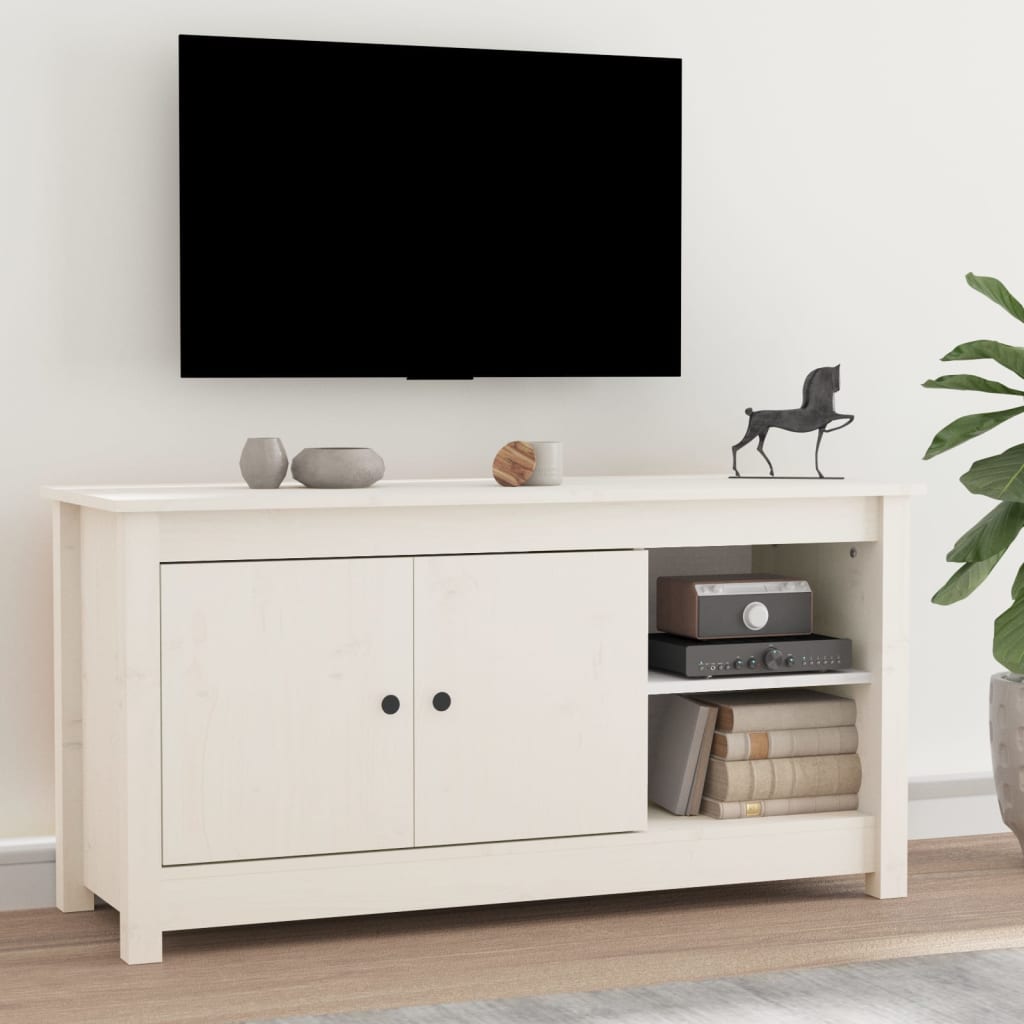 vidaXL TV Cabinet White 103x36.5x52 cm Solid Wood Pine