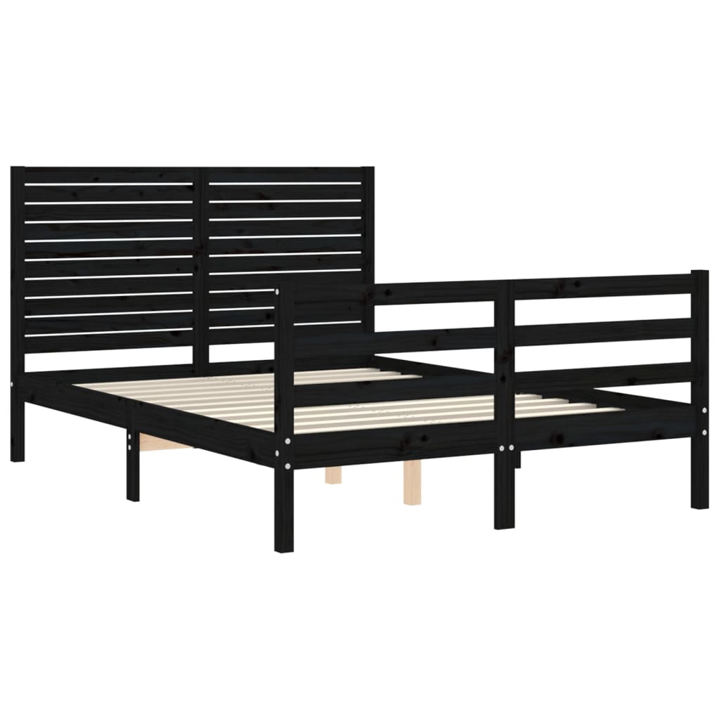 vidaXL Bed Frame without Mattress Black 120x200 cm Solid Wood