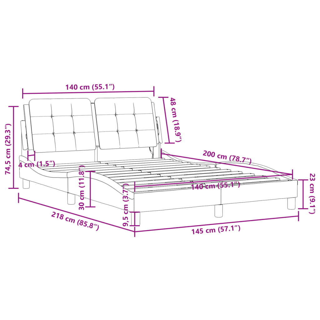 vidaXL Bed Frame without Mattress White 140x200 cm Faux Leather