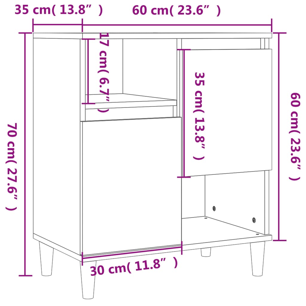 vidaXL Sideboards 2 pcs Concrete Grey 60x35x70 cm Engineered Wood