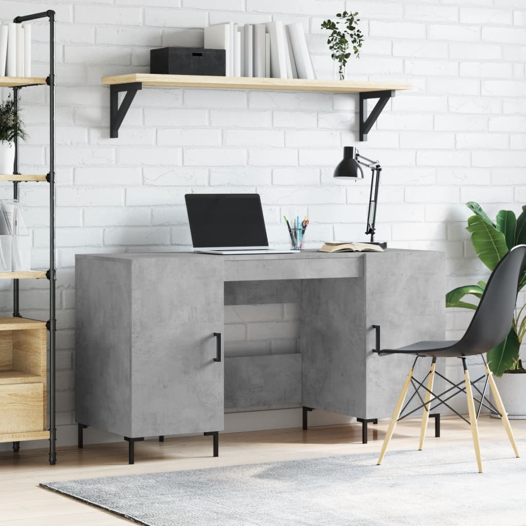 vidaXL Desk Concrete Grey 140x50x75 cm Engineered Wood