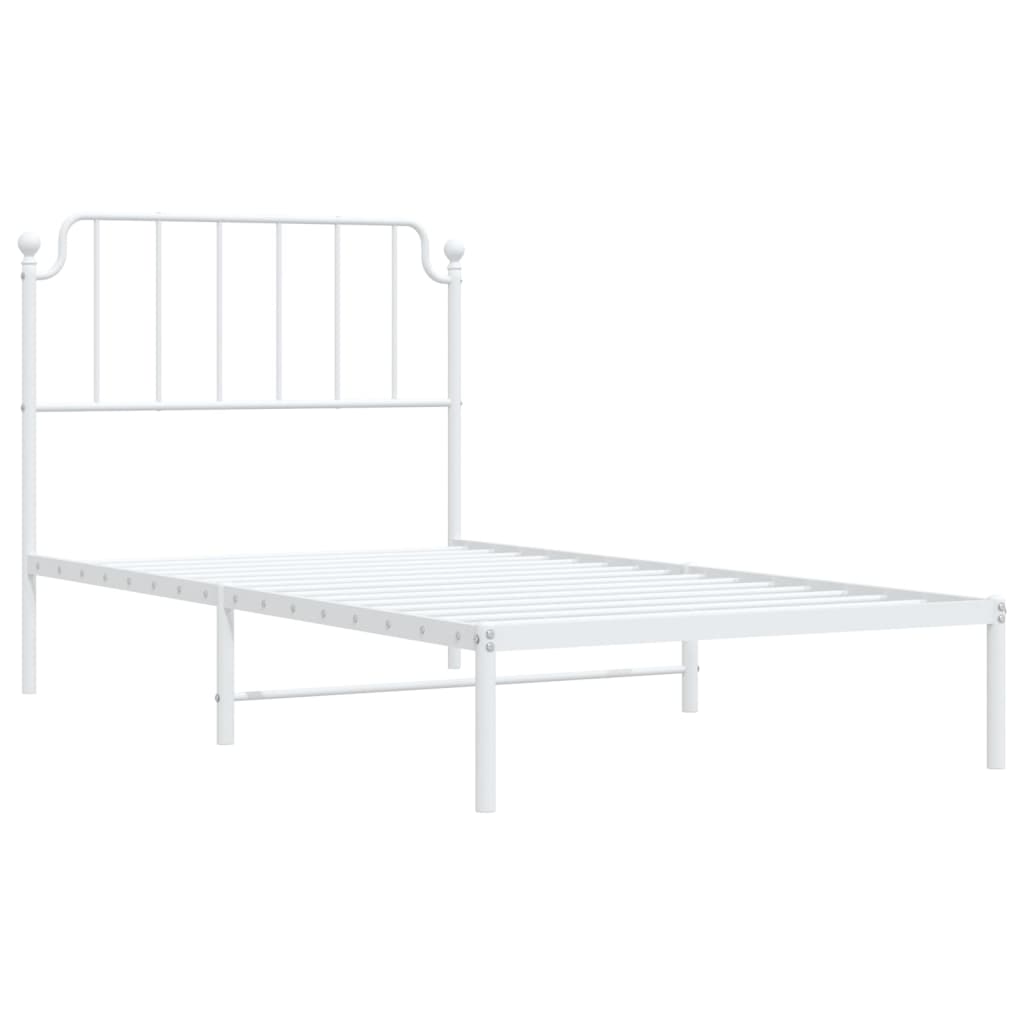 vidaXL Metal Bed Frame without Mattress with Headboard White 100x190 cm