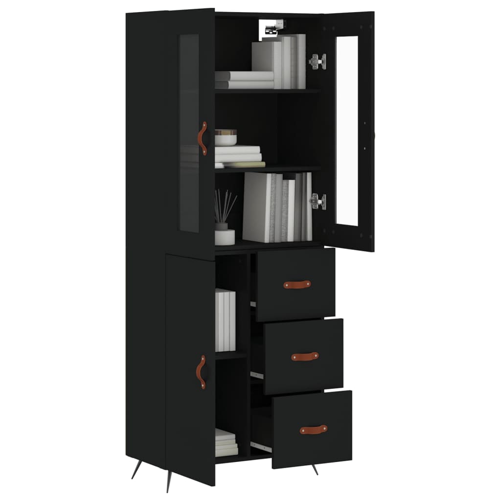 vidaXL Highboard Black 69.5x34x180 cm Engineered Wood