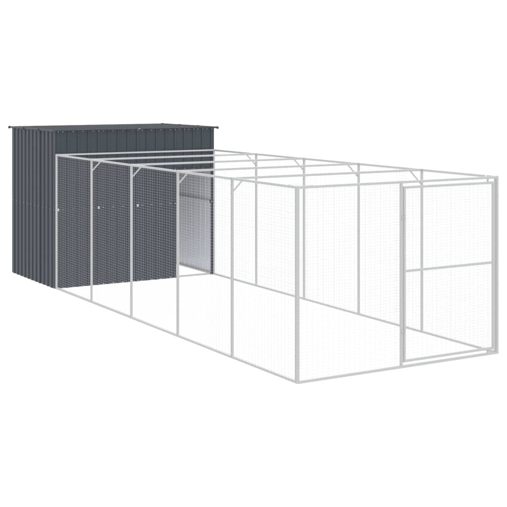 vidaXL Dog House with Run Anthracite 214x661x181 cm Galvanised Steel