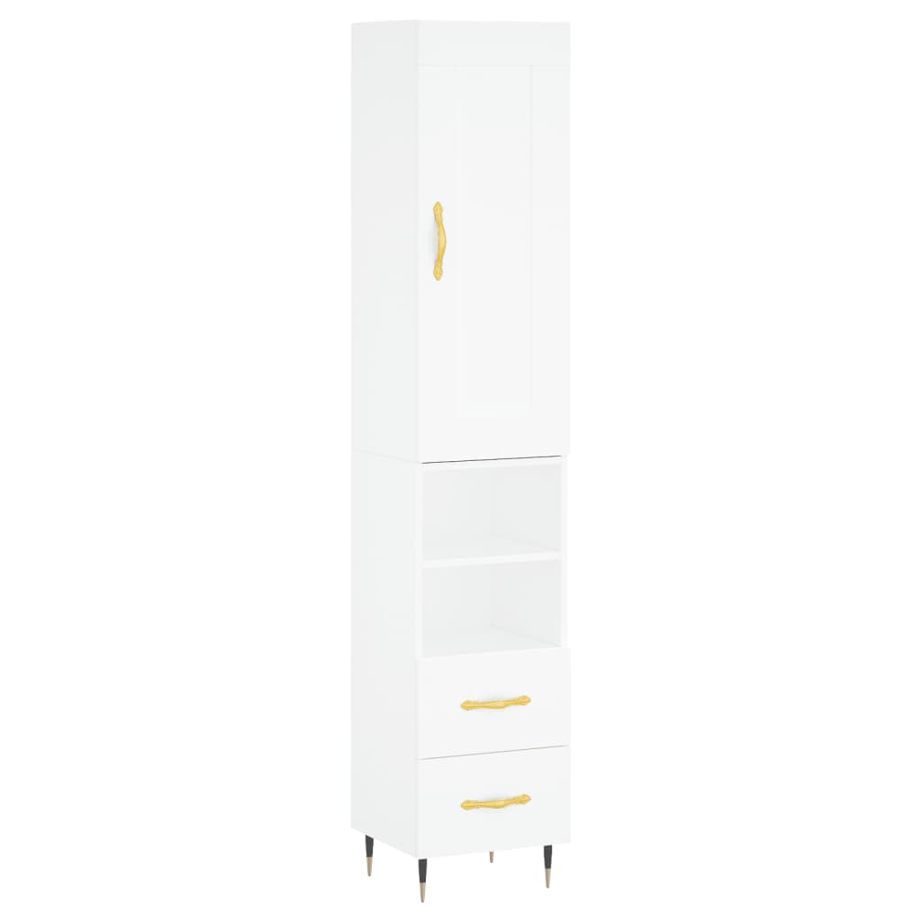 vidaXL Highboard White 34.5x34x180 cm Engineered Wood