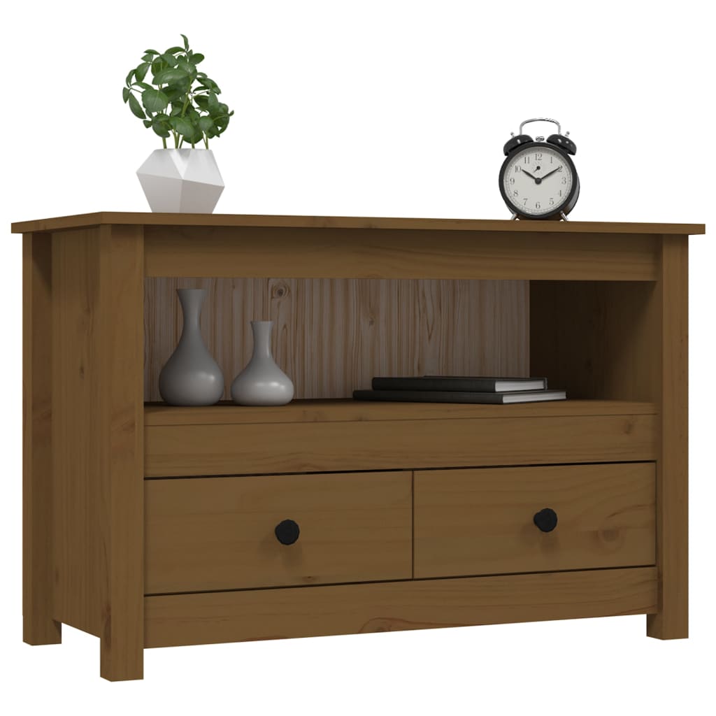 vidaXL TV Cabinet Honey Brown 79x35x52 cm Solid Wood Pine