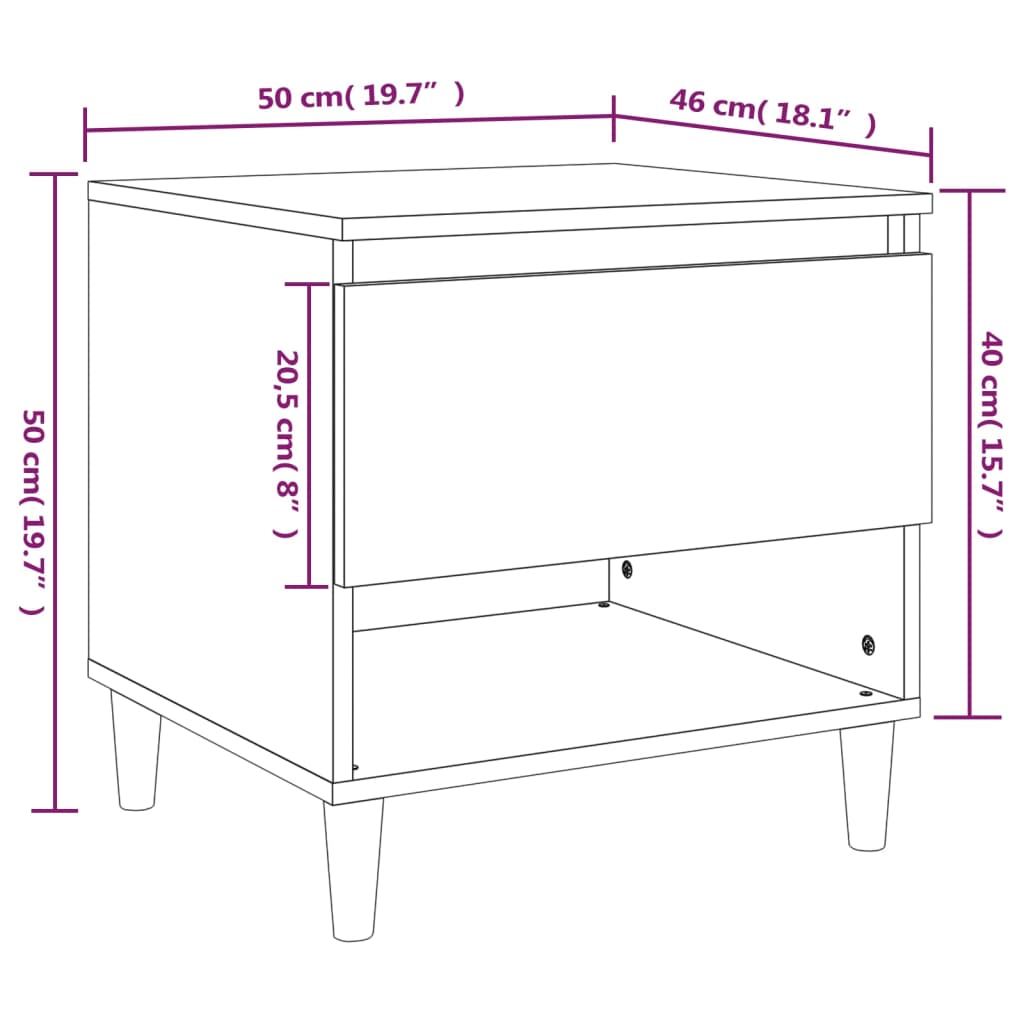 vidaXL Bedside Tables 2 pcs Grey Sonoma 50x46x50 Engineered Wood