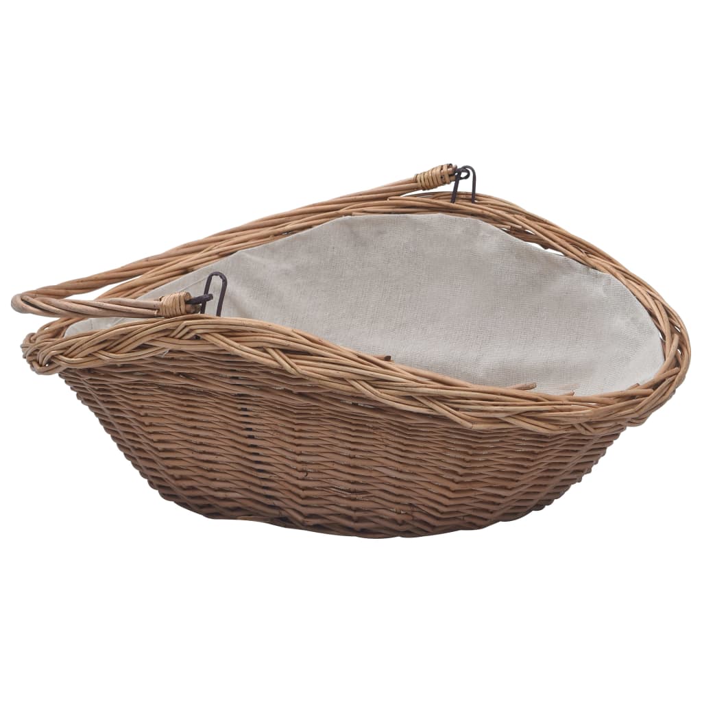 vidaXL Firewood Basket with Handle 57x46.5x52 cm Brown Willow