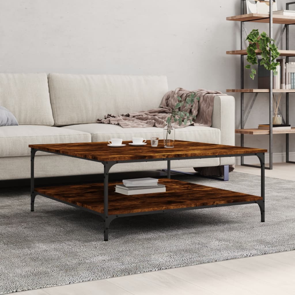 vidaXL Coffee Table Smoked Oak 100x100x40 cm Engineered Wood