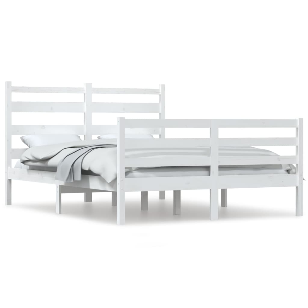 vidaXL Bed Frame without Mattress Solid Wood Pine 140x200 cm White