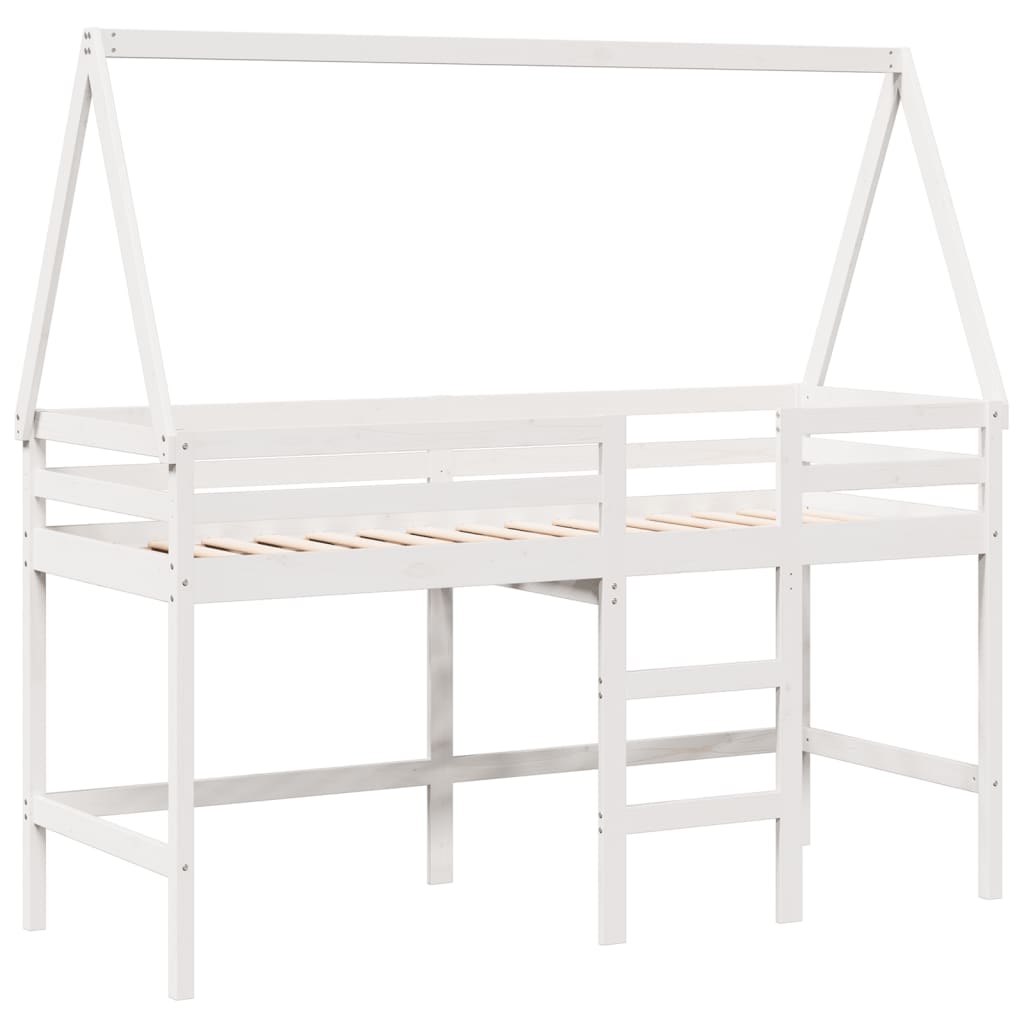 vidaXL Loft Bed with Ladder and Roof without Mattress White 80x200 cm