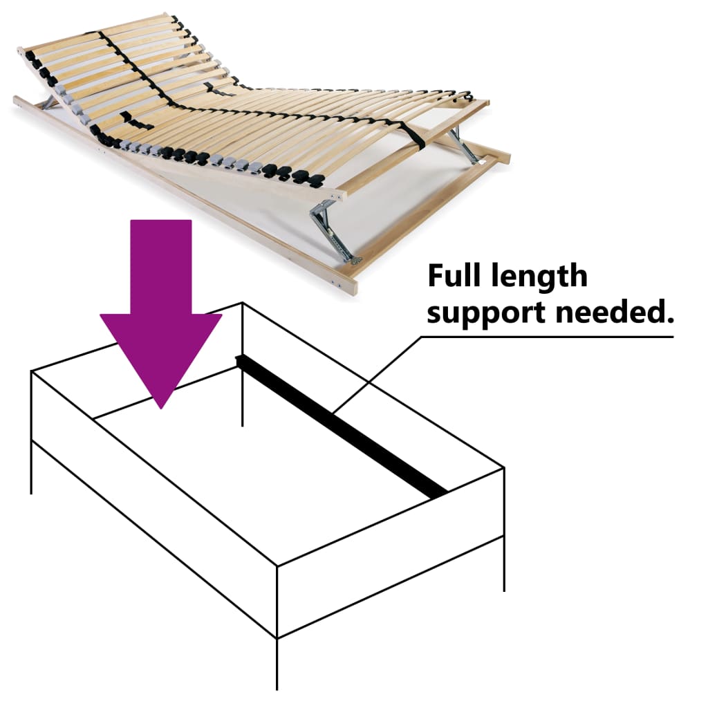 vidaXL Slatted Bed Base without Mattress with 28 Slats 7 Zones 80x200 cm