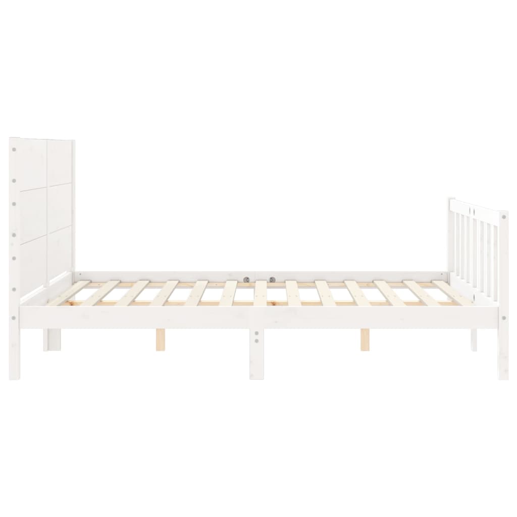 vidaXL Bed Frame without Mattress White King Size Solid Wood Pine