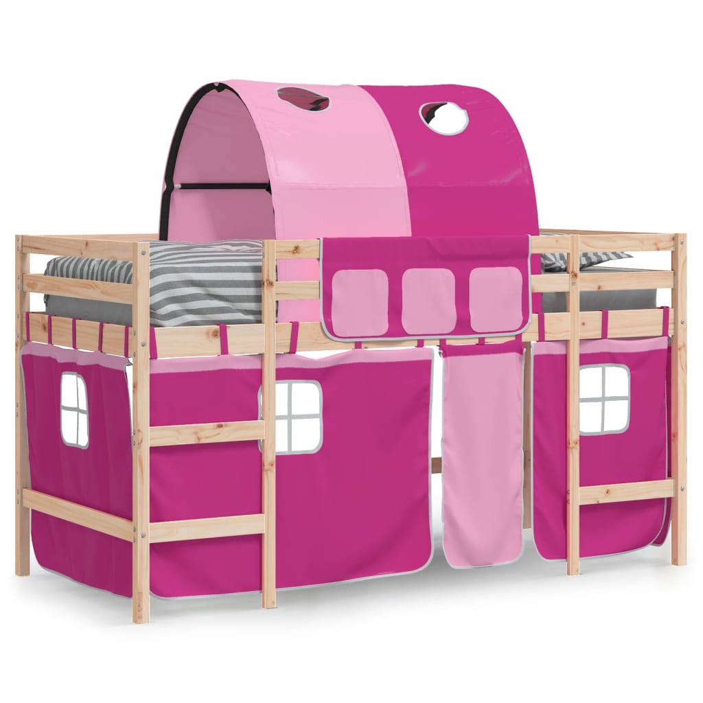 vidaXL Kids' Loft Bed with Tunnel without Mattress Pink 90x190 cm Single