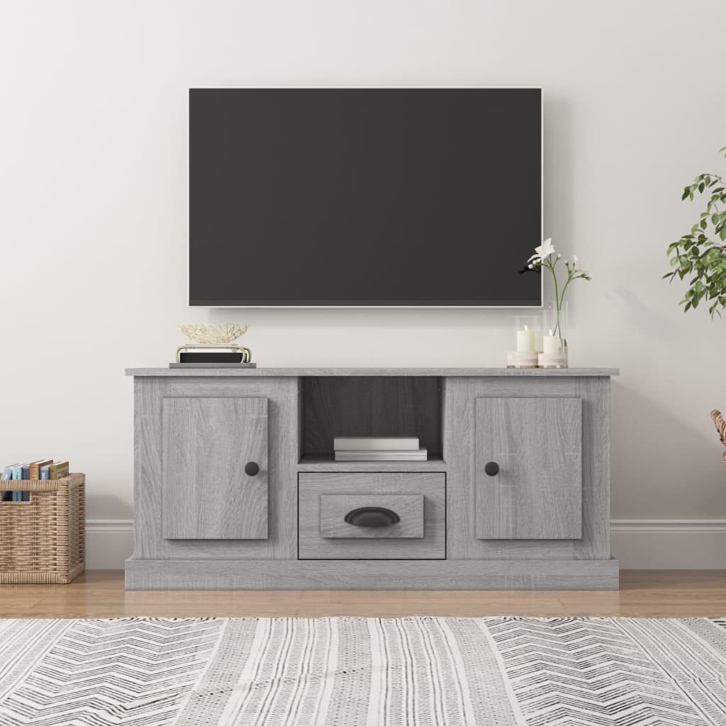 vidaXL TV Cabinet Grey Sonoma 100x35.5x45 cm Engineered Wood