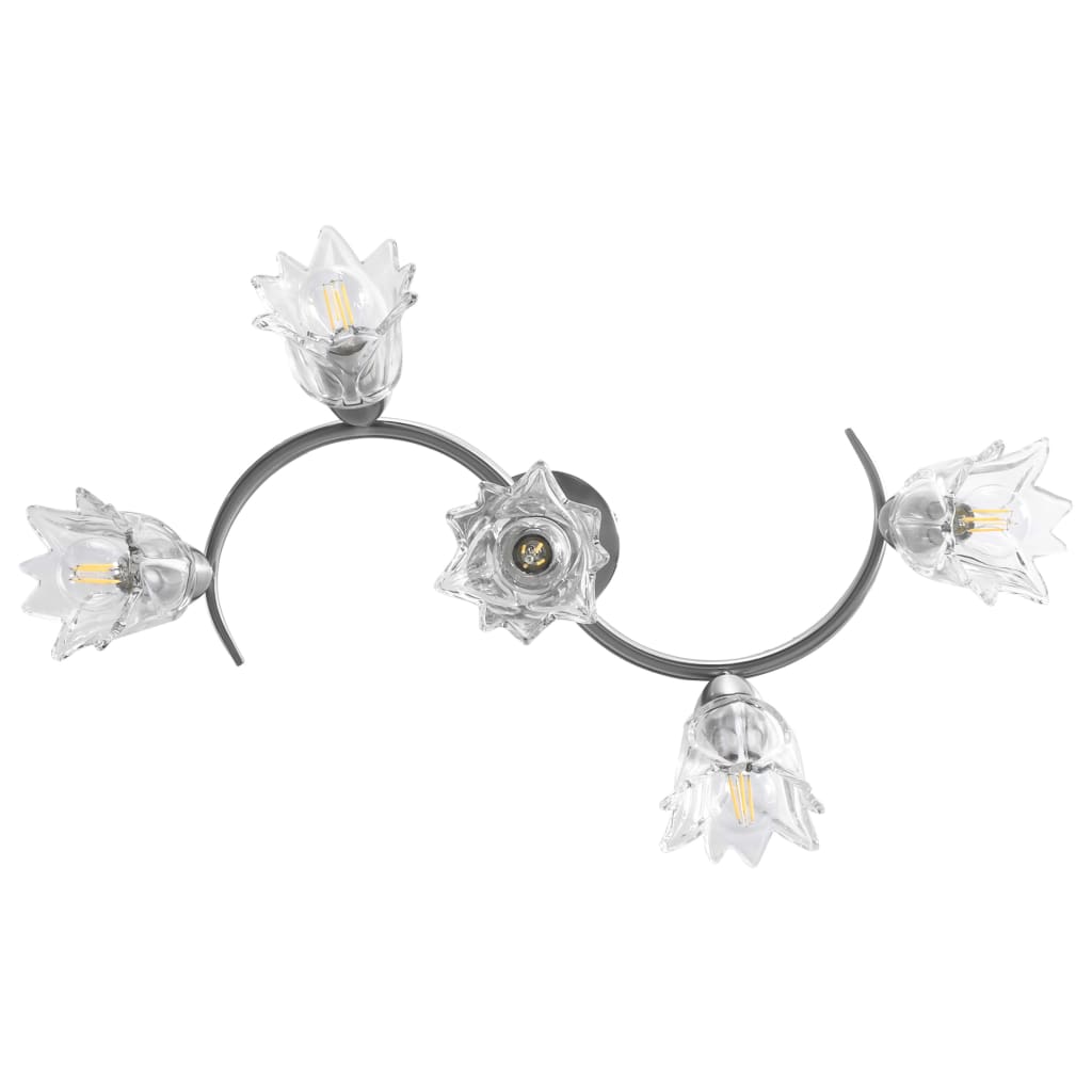 vidaXL Ceiling Lamp with Transparent Glass Shades for 5 E14 Bulbs Tulip