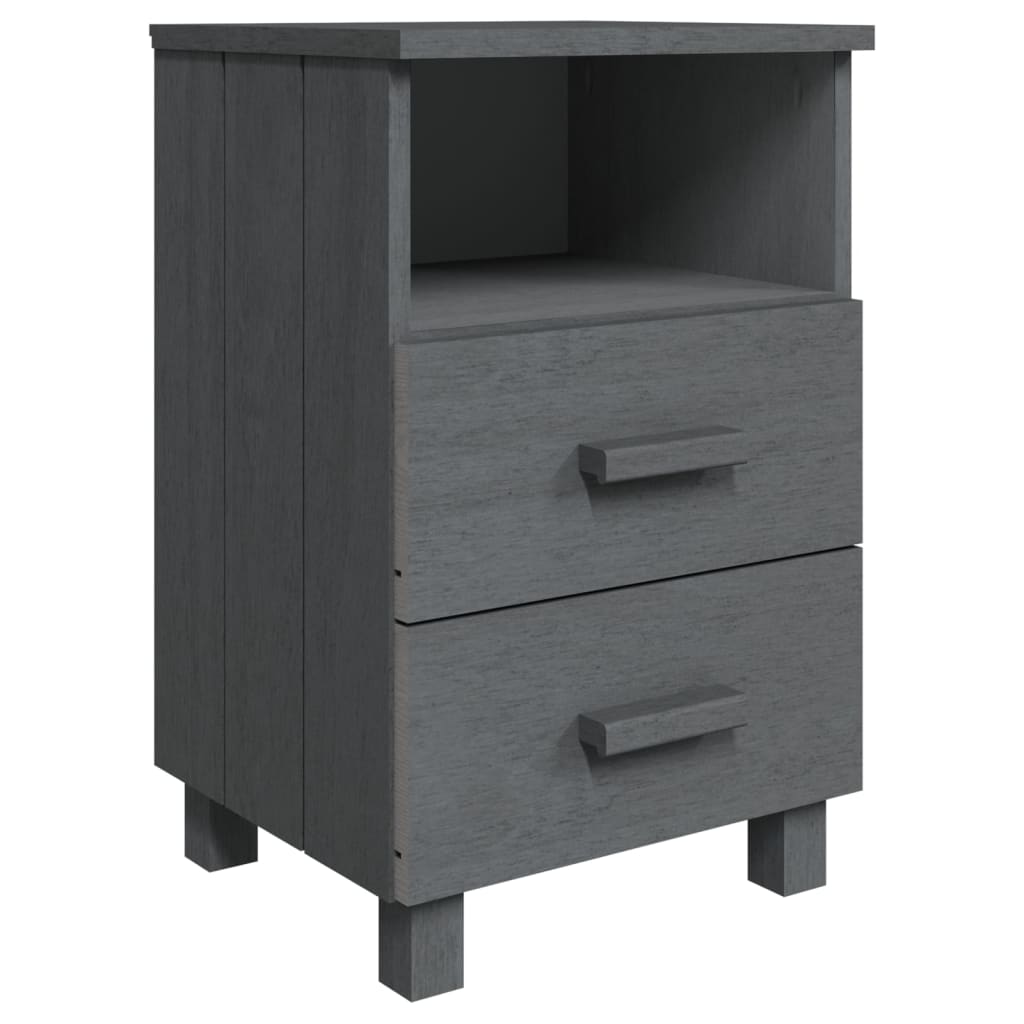 vidaXL Bedside Cabinets HAMAR 2 pcs Dark Grey 40x35x62 cm Solid Wood