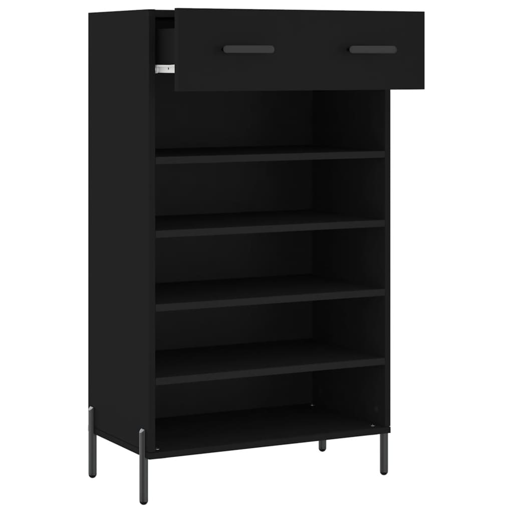 vidaXL Shoe Cabinet Black 60x35x105 cm Engineered Wood