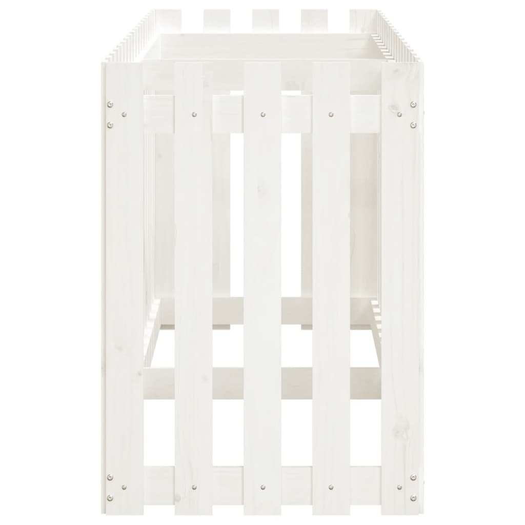 vidaXL Garden Raised Bed with Fence Design White 200x50x70 cm Solid Wood Pine