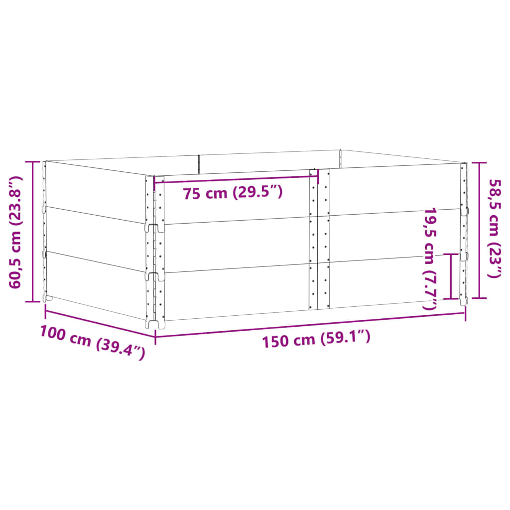 vidaXL Garden Planter Black 150x100 cm Solid Wood Pine