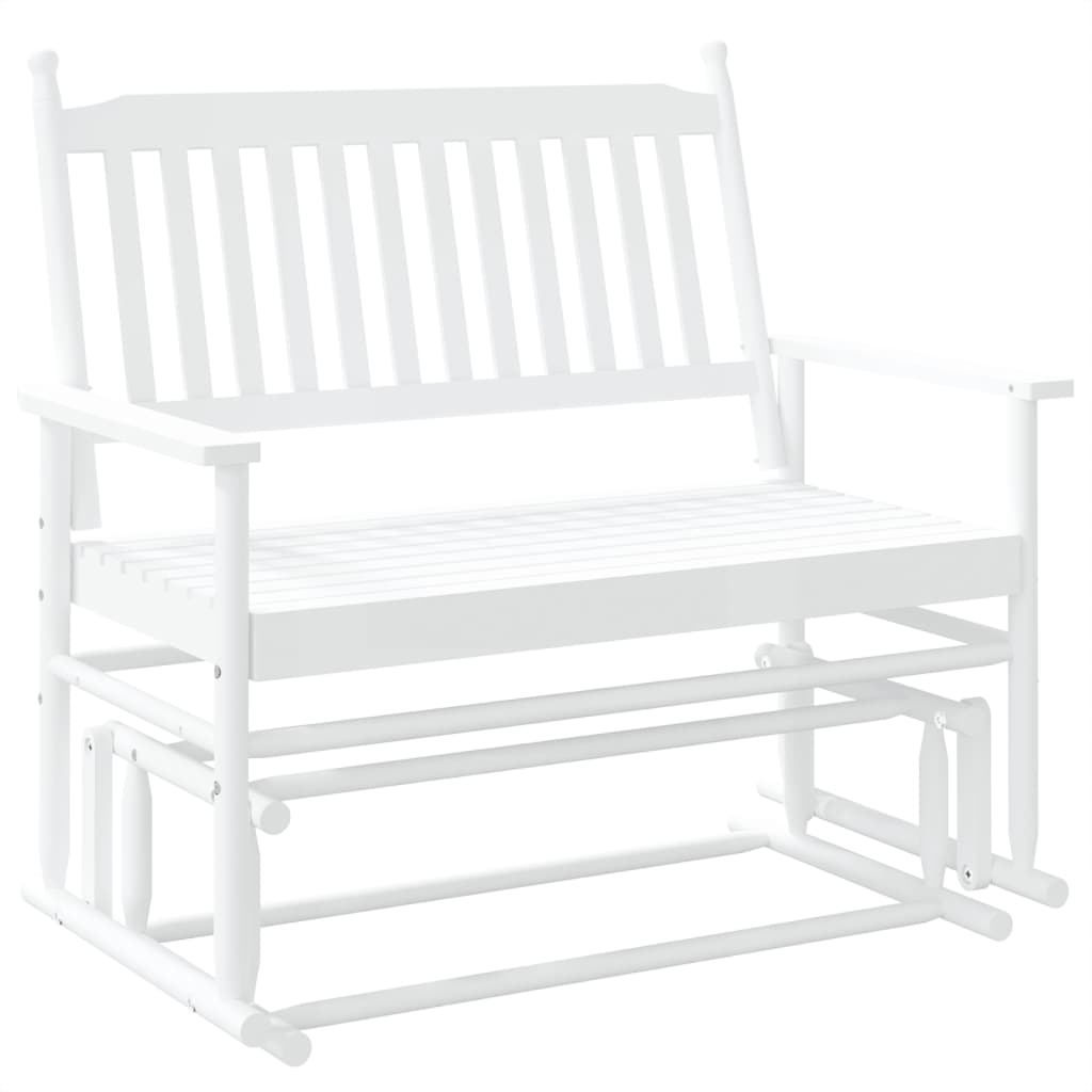 vidaXL Glider Bench White 118x70x104.5 cm Solid Wood Poplar