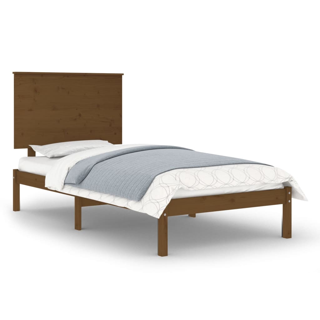 vidaXL Bed Frame without Mattress Honey Brown 75x190 cm Small Single Solid Wood