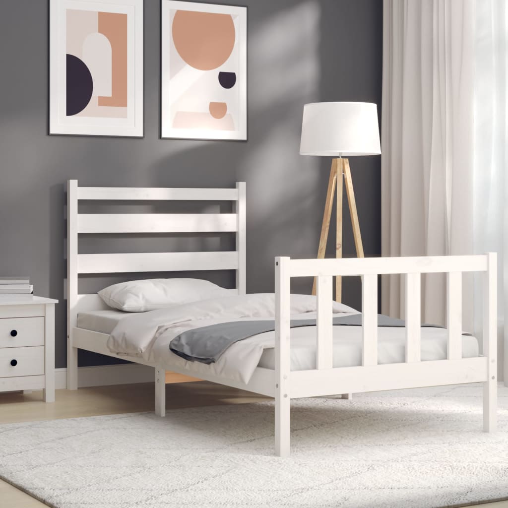 vidaXL Bed Frame without Mattress White 90x190 cm Single Solid Wood Pine