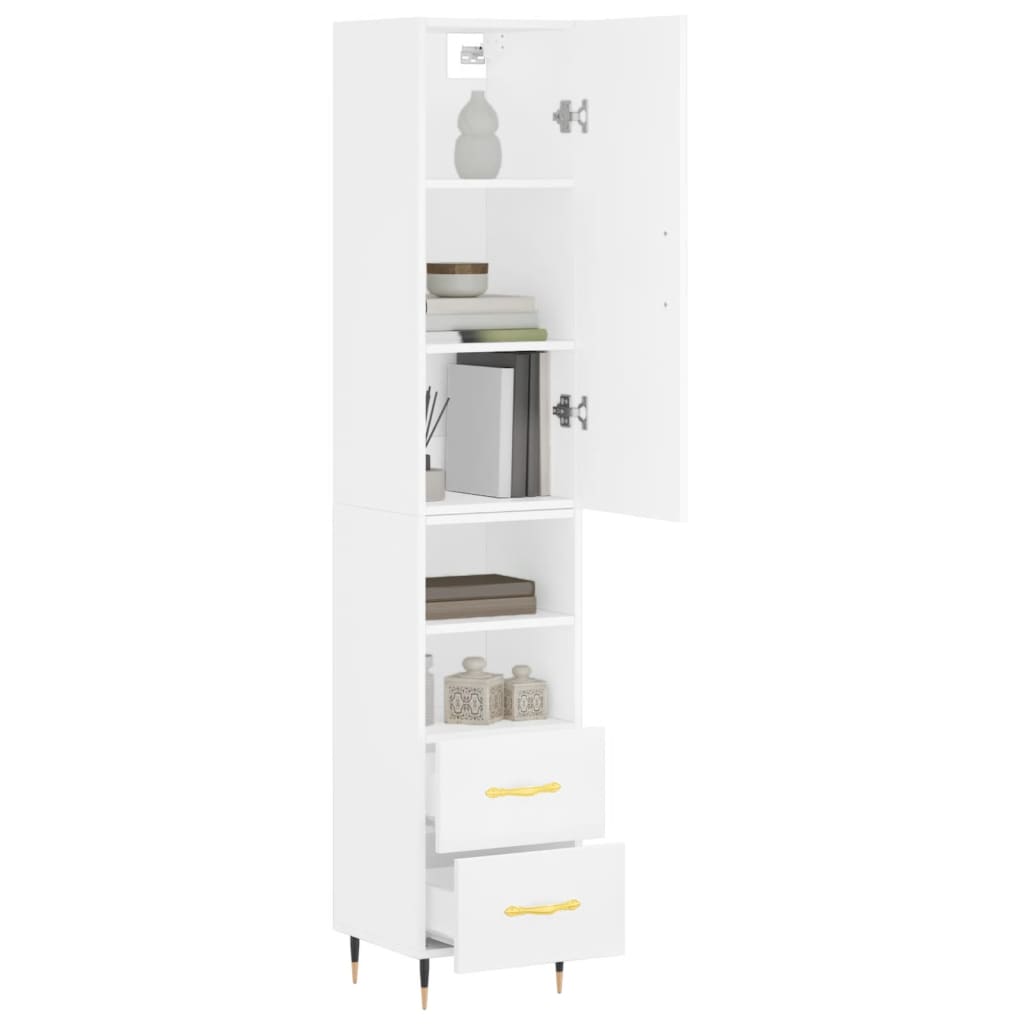 vidaXL Highboard White 34.5x34x180 cm Engineered Wood