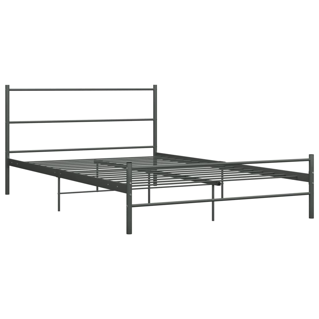 vidaXL Bed Frame with Headboard without Mattress Grey 160x200 cm Metal