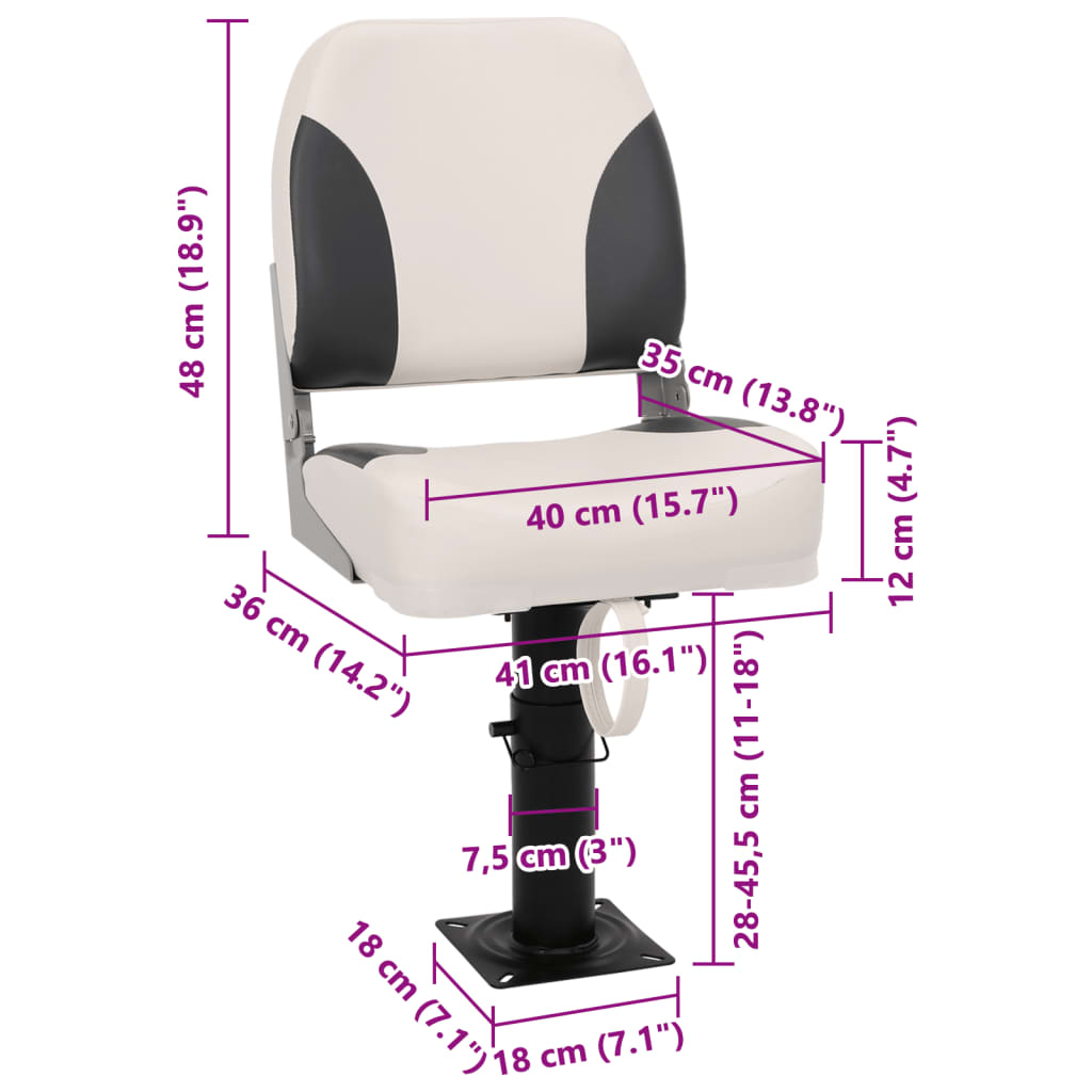 vidaXL Boat Seat with Pedestal Height Adjustable 360° Rotatable