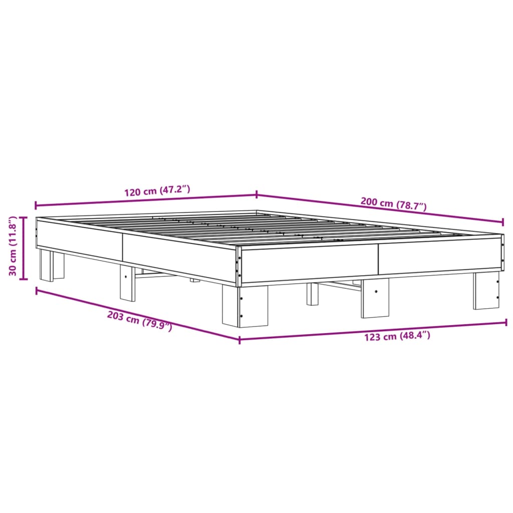 vidaXL Bed Frame without Mattress Smoked Oak 120x200 cm