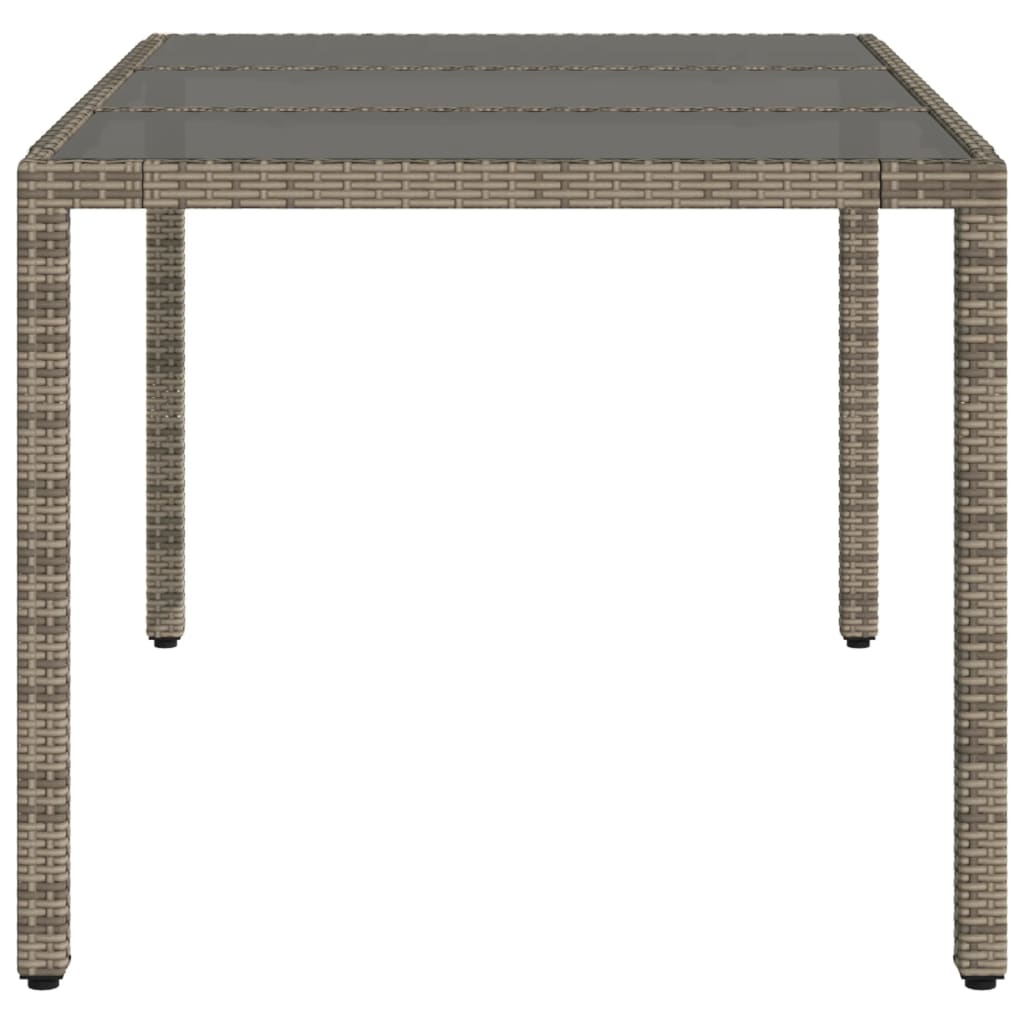 vidaXL Garden Table with Glass Top Grey 150x90x75 cm Poly Rattan