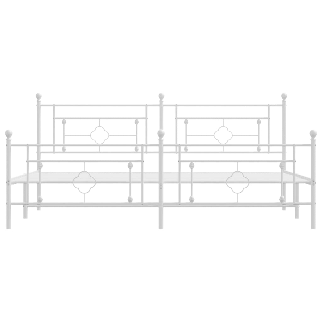 vidaXL Metal Bed Frame without Mattress with Footboard White 193x203 cm