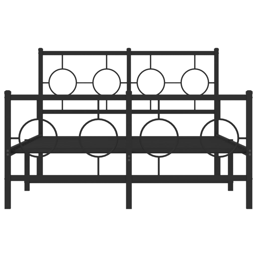 vidaXL Metal Bed Frame without Mattress with Footboard Black 120x190 cm Small Double