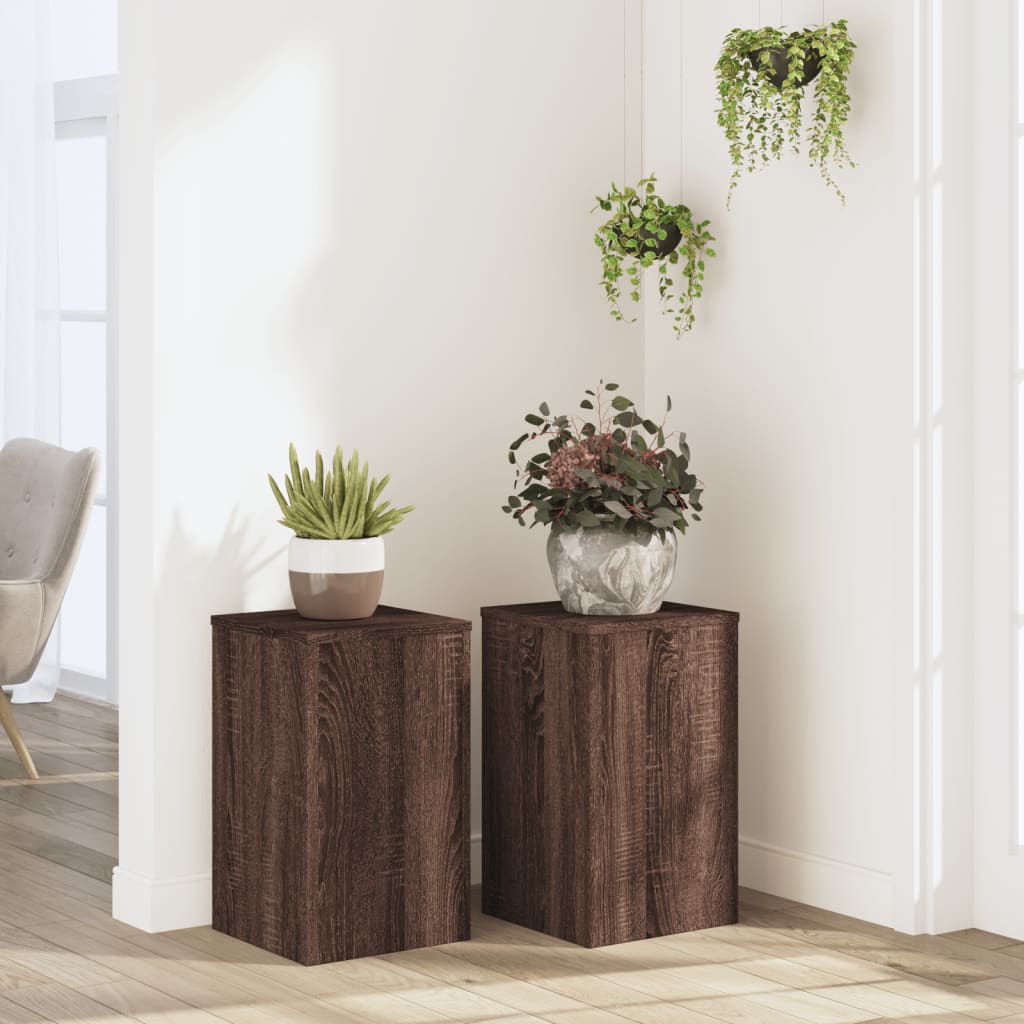 vidaXL Plant Stands 2 pcs Brown Oak 30x30x50 cm Engineered wood