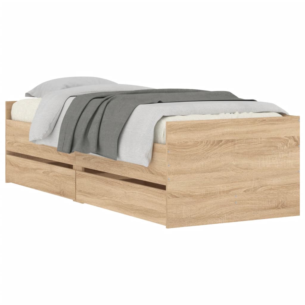 vidaXL Bed Frame without Mattress Sonoma Oak 75x190 cm Small Single