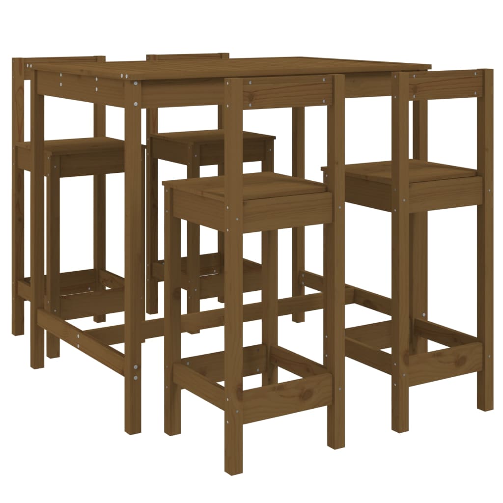 vidaXL 5 Piece Garden Bar Set Honey Brown Solid Wood Pine