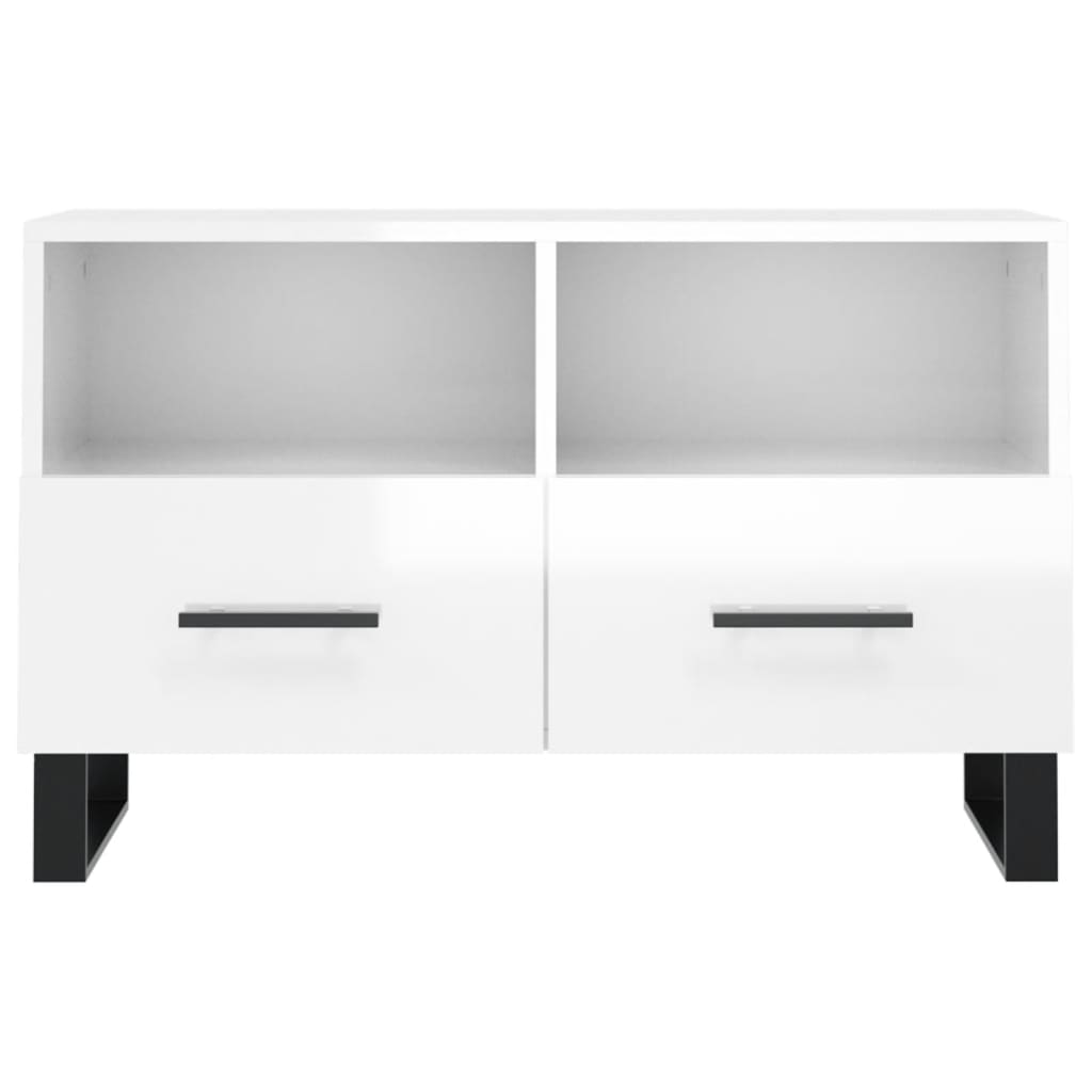 vidaXL TV Cabinet High Gloss White 80x36x50 cm Engineered Wood