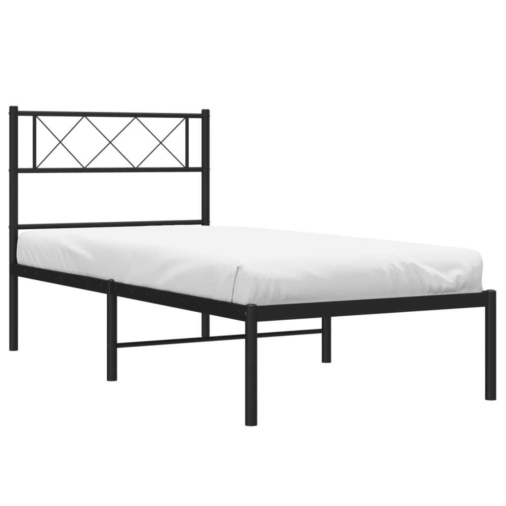 vidaXL Metal Bed Frame without Mattress with Headboard Black 100x190 cm