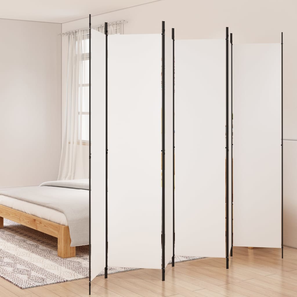 vidaXL 6-Panel Room Divider White 300x220 cm Fabric