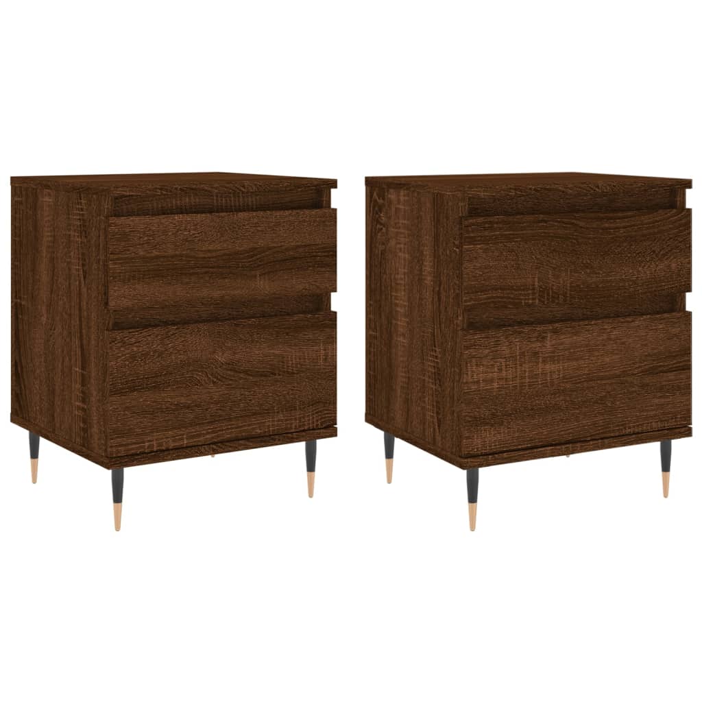 vidaXL Bedside Cabinets 2 pcs Brown Oak 40x35x50 cm Engineered Wood