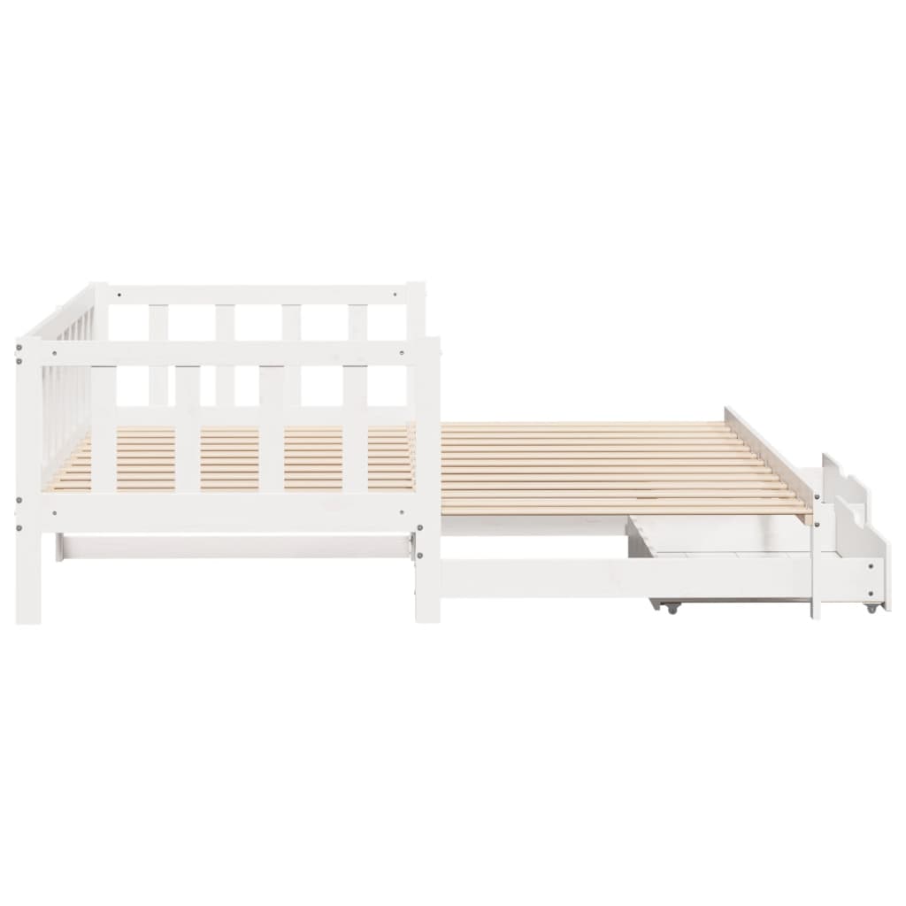 vidaXL Daybed with Trundle and Drawers without Mattress White 80x200 cm