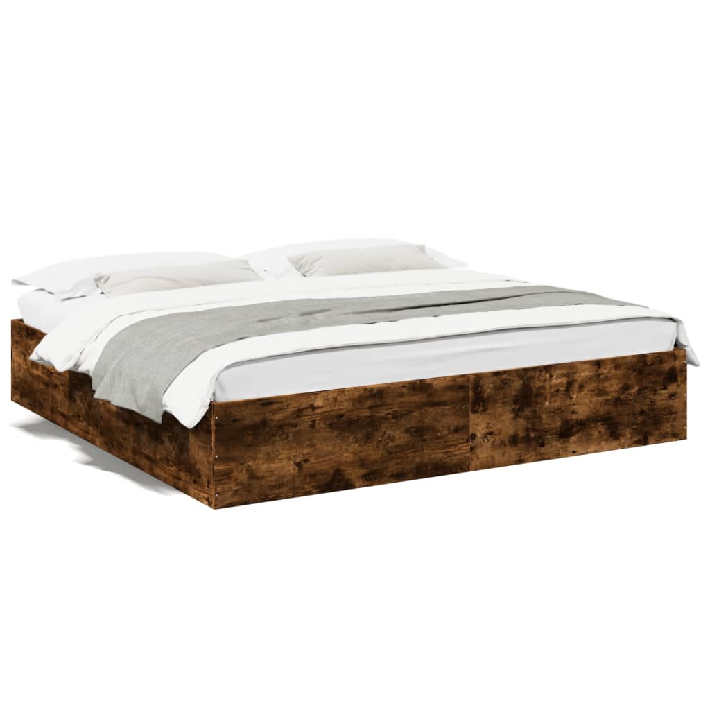 vidaXL Bed Frame without Mattress Smoked Oak 200x200 cm