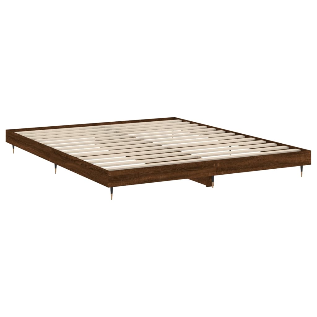 vidaXL Bed Frame without Mattress Brown Oak 160x200 cm Engineered Wood