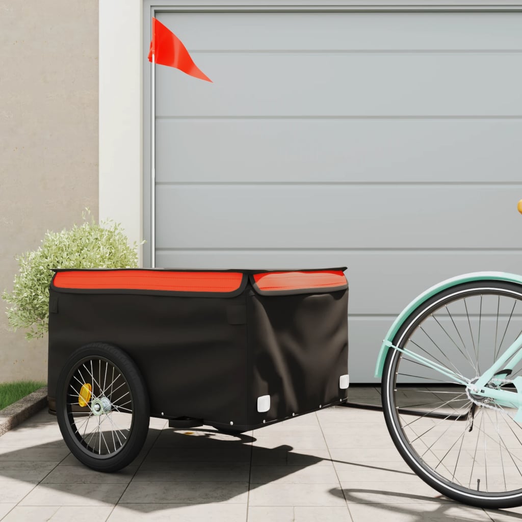 vidaXL Bike Trailer Black and Orange 45 kg Iron