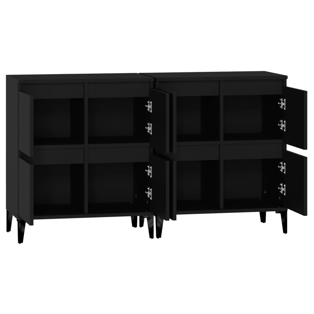 vidaXL Sideboards 2 pcs Black 60x35x70 cm Engineered Wood